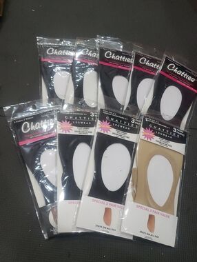 Chatties Nylon Shoe Liner Black & One Nude Size 5-9 New Lot x9